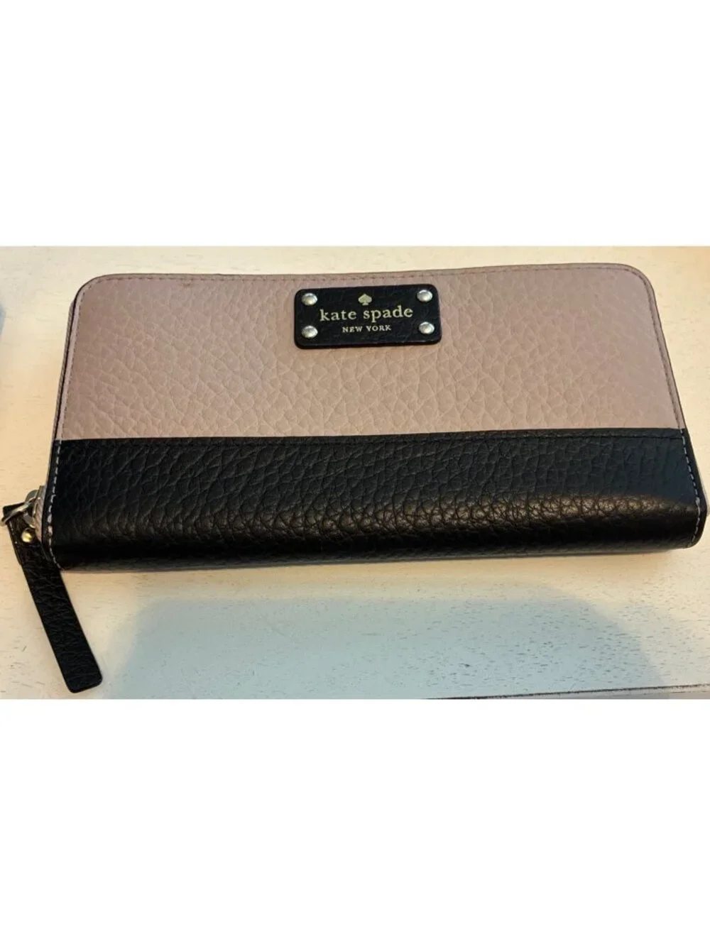 Kate Spade Black And Tan Leather Large Wallet